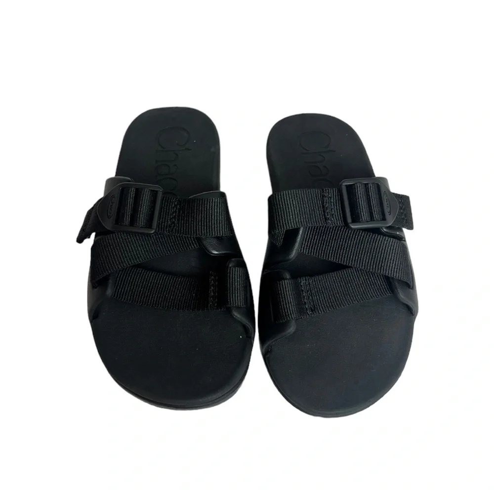 Chaco Sandals Kids Chillo Slides Flip Flop Solid Black Shoes Size‎ 1